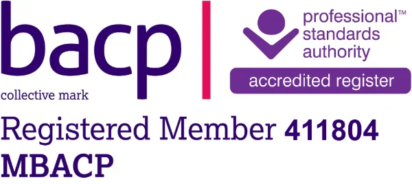 BACP Registered Member badge, British Association for Counselling and Psychotherapy, membership number 411804.